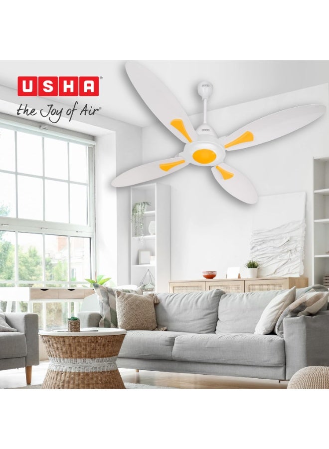 أوشا USHA New Bloom Series Dahlia (Inspired by Dahlia) 4-Blade BLDC Ceiling Fan with Bi-Directional Feature | Sleep/Boost/Timer Modes | RF Remote | Dust-Resistant | Whisper-Quiet (White & Saffron Yellow) - Image 4